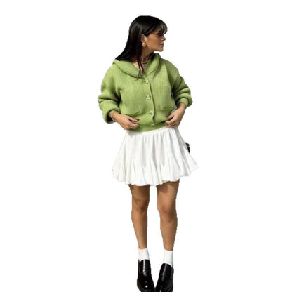 Damen Strickjacke Kontrastdesign Knöpfe Eveloria