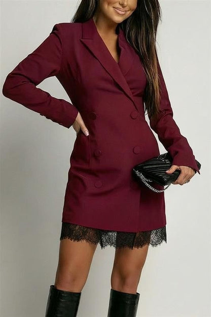 Damen Blazer-Kleid Spitze Applikation