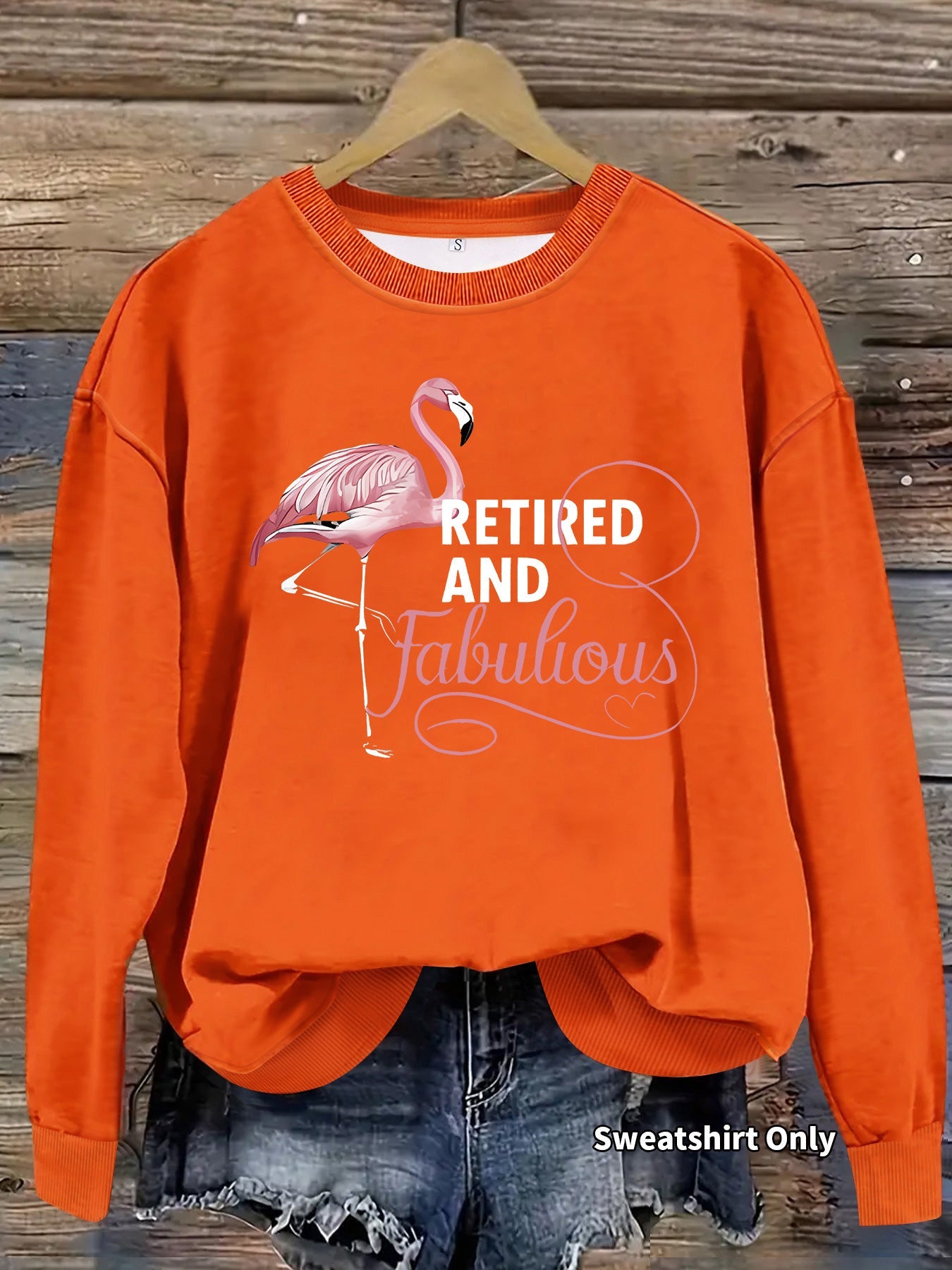 Damen Sweatshirt Flamingo-Motiv Baumwolle