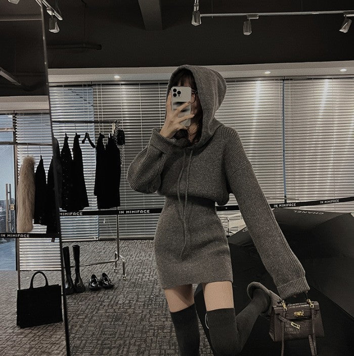 Damen Hoodie-Kleid Lässig Mit Taschen Eveloria