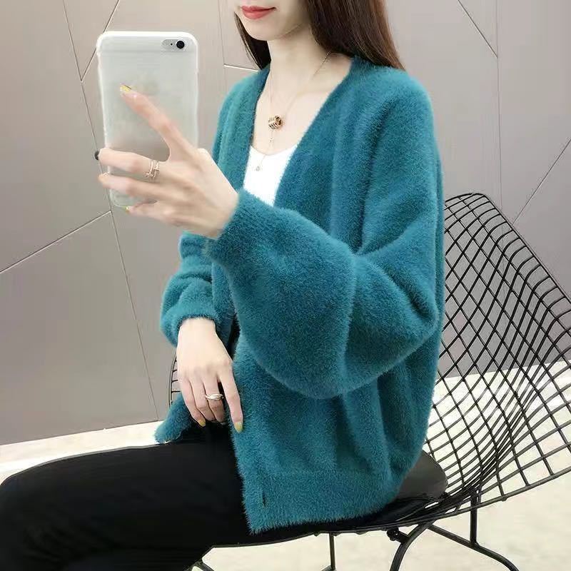 Damen Strickjacke Kuschelig Große Knöpfe Eveloria