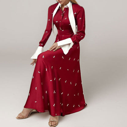 Damen Maxikleid mit Drapierung und langen Ärmeln Eveloria