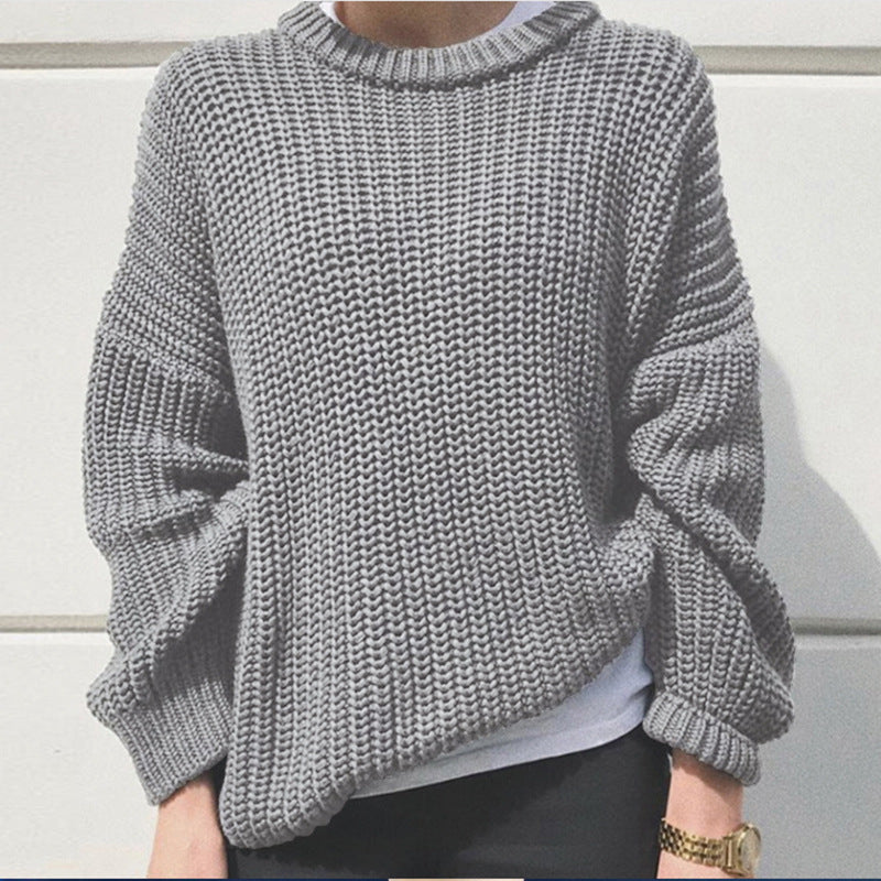 Damen Strickpullover Rippmuster Modern Lässig Eveloria