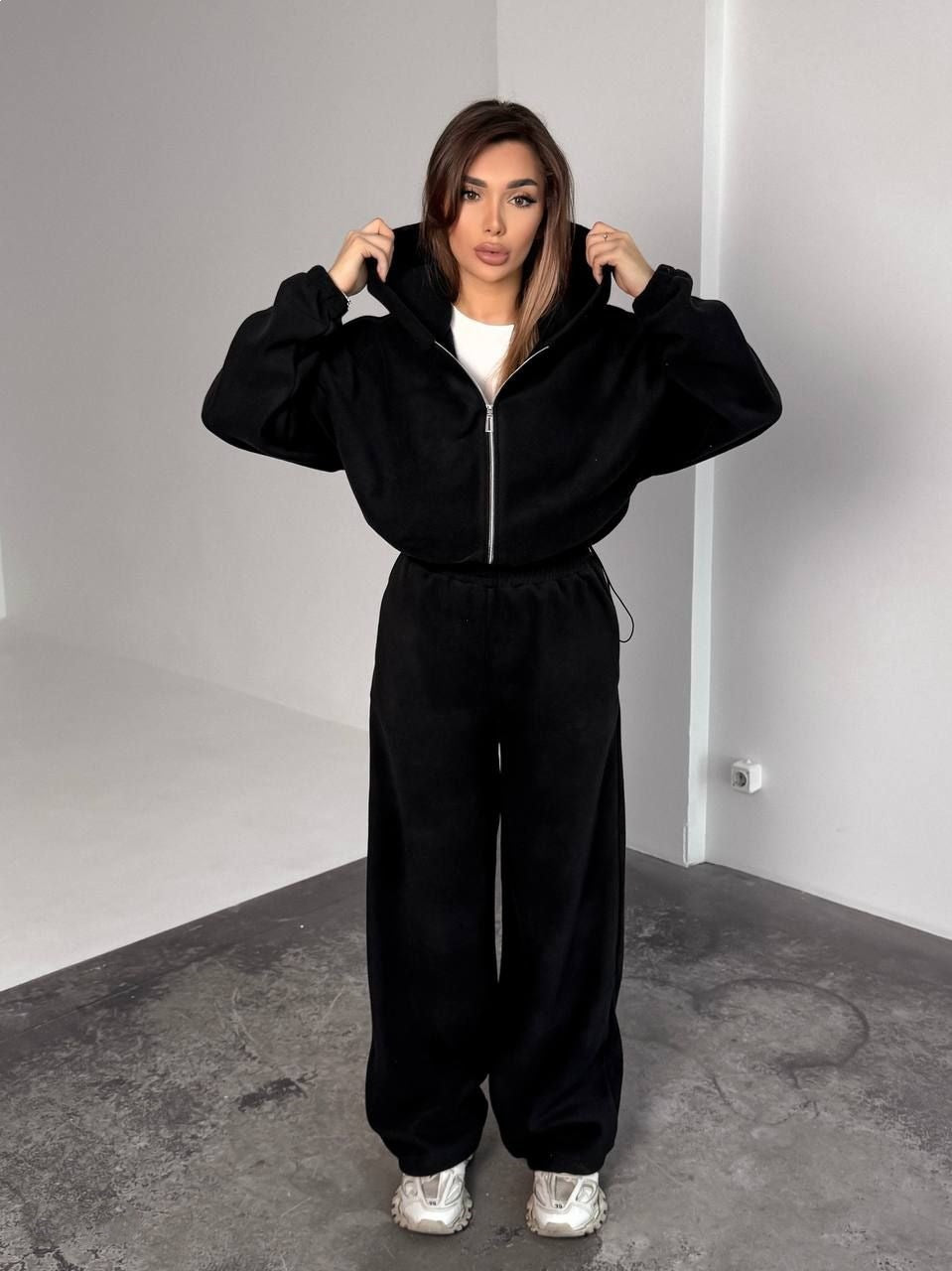 Damen Fleece Hoodie Jogginghose Set