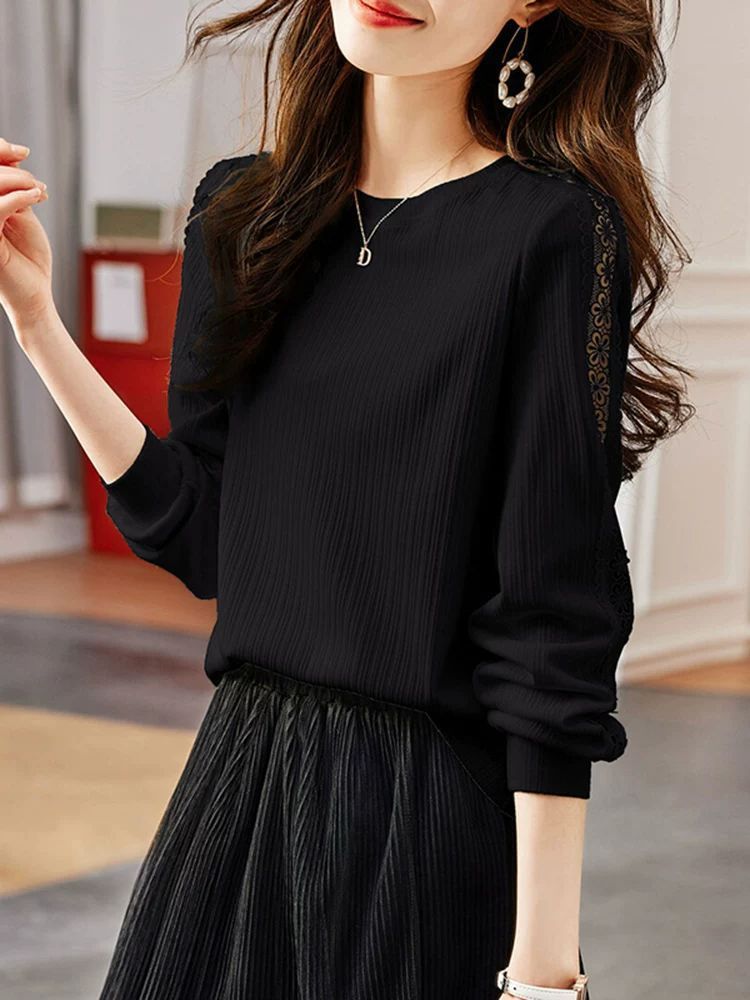 Damen Strickpullover Feine Rippdetails Dekorative Einsätze Eveloria