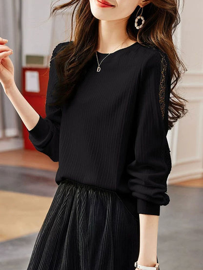 Damen Strickpullover Feine Rippdetails Dekorative Einsätze Eveloria