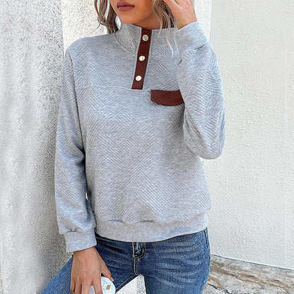 Damen Sweatshirt Stehkragen Brusttasche Eveloria
