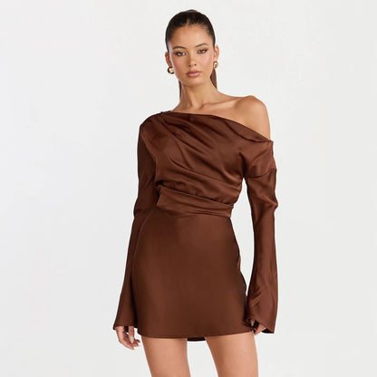 Damen Cocktailkleid Asymmetrisch Off-Shoulder Elegant Eveloria