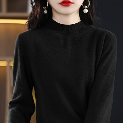 Damen Pullover Feinripp mit hohem Kragen Elegant Anthrazit