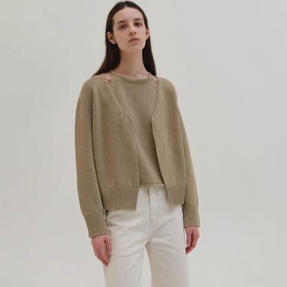 Damen Strickcardigan Bequem Elegant Grau