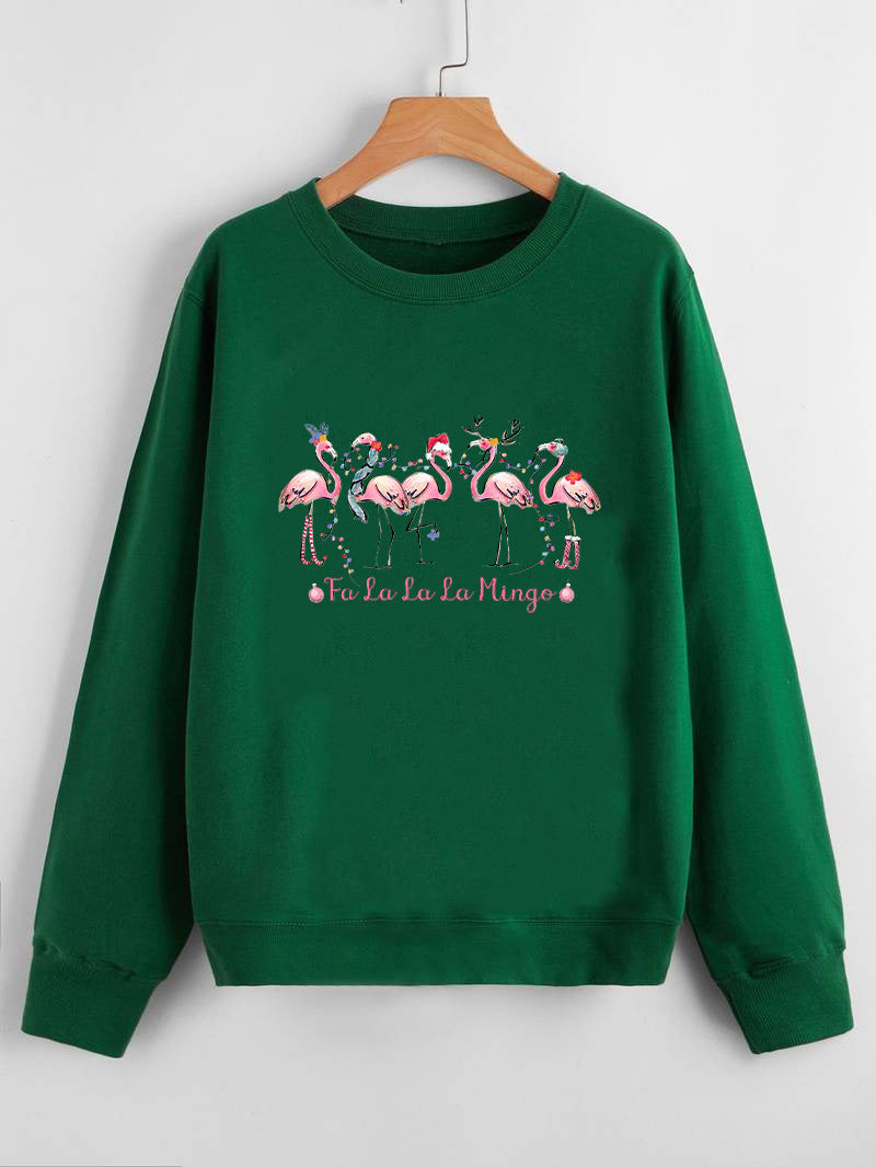 Damen Sweatshirt Flamingo-Motiv Lässig Eveloria