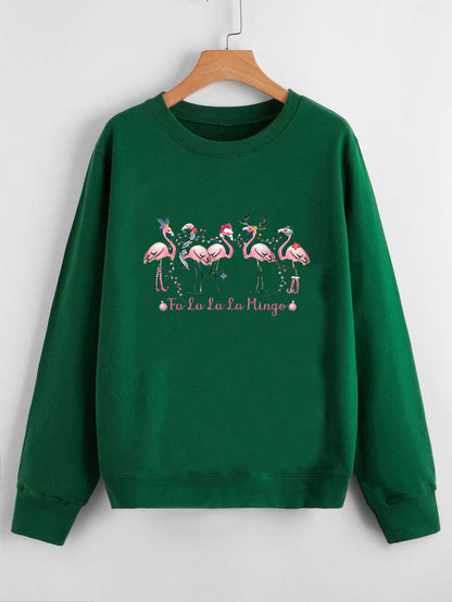 Damen Sweatshirt Flamingo-Motiv Lässig Eveloria
