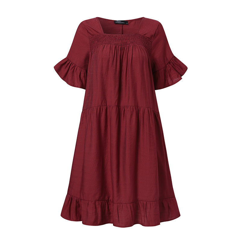 Damen Sommerkleid Rüschendetails Weite Ärmel Eveloria