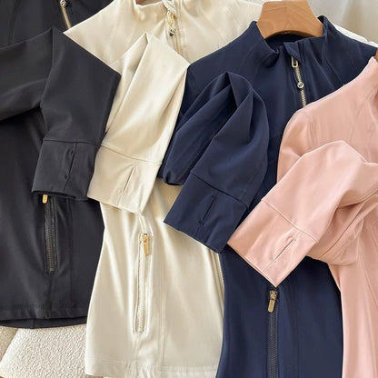 Damen Sportjacke Hochkragen Innovativer Reißverschluss