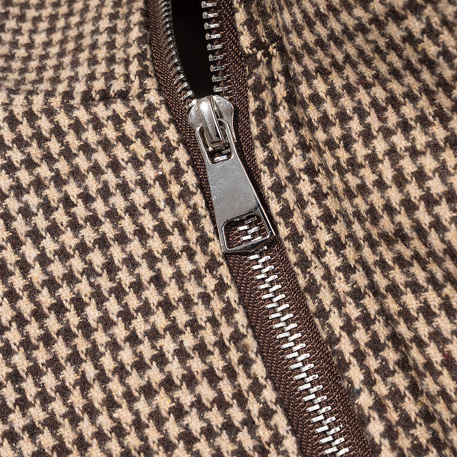 Damen Utility-Jacke Kariert Elastischer Bund Hochgeschlossen