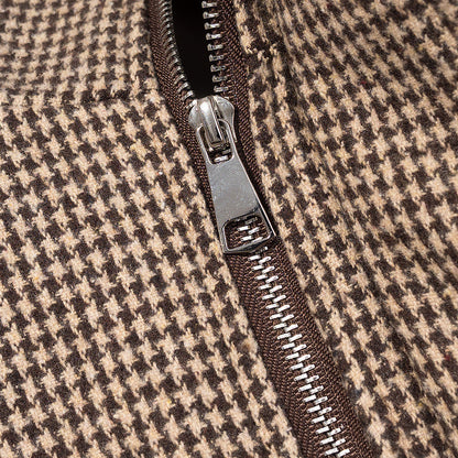 Damen Utility-Jacke Kariert Elastischer Bund Hochgeschlossen