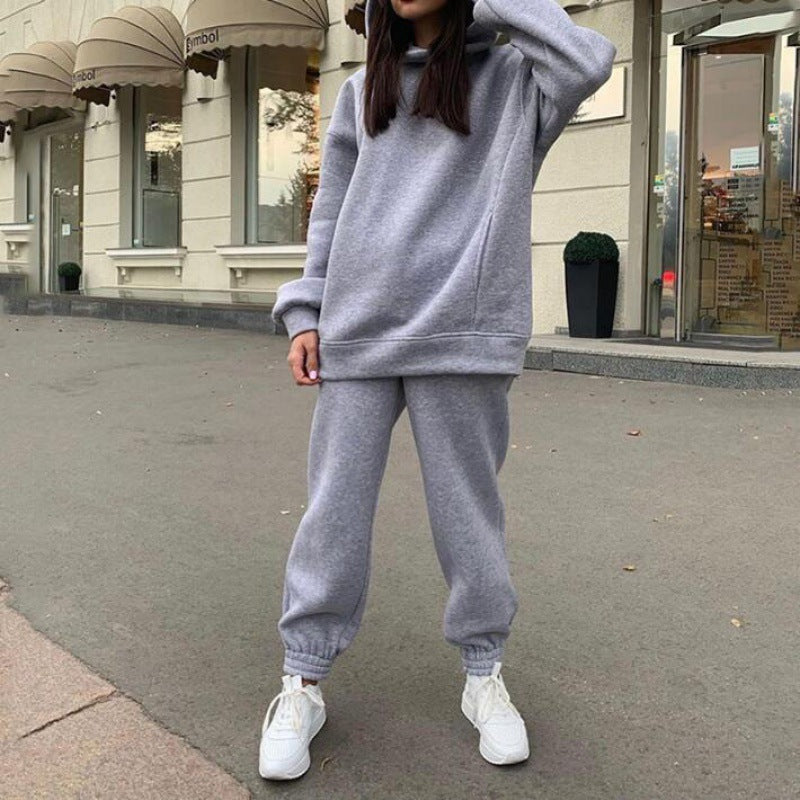 Damen Sweatshirt Jogginghosen Set Modern Passform Grau Eveloria