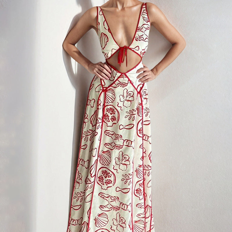 Damen Maxikleid Cut-Out-Design Verstellbare Träger Eveloria
