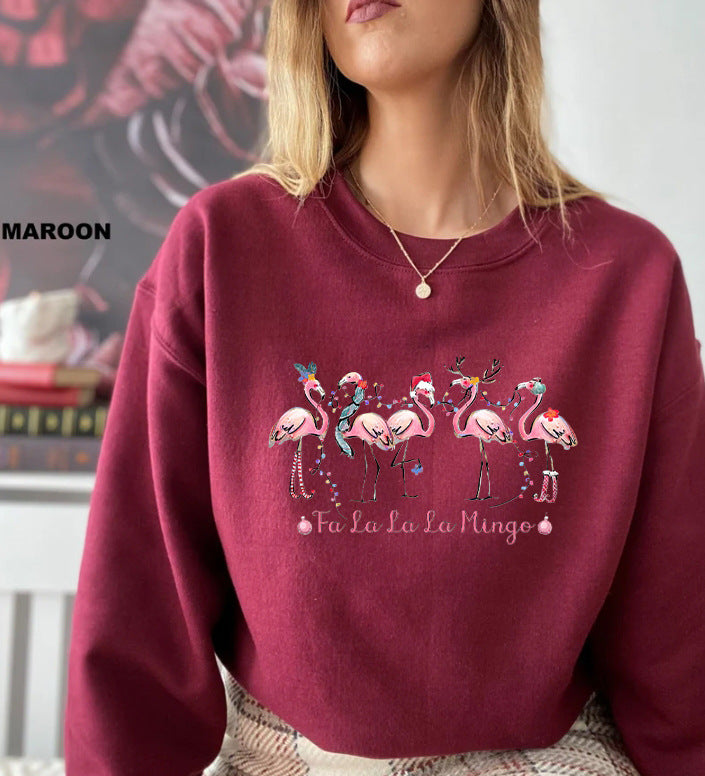 Damen Sweatshirt Flamingo-Motiv Lässig Eveloria