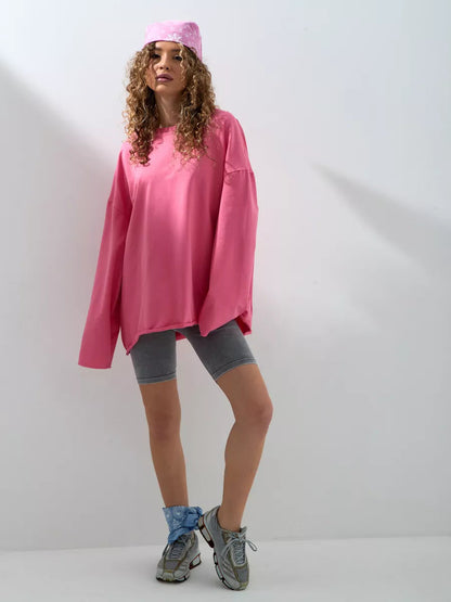 Damen Sweatshirt Übergroß Langärmlig Rundhals Eveloria