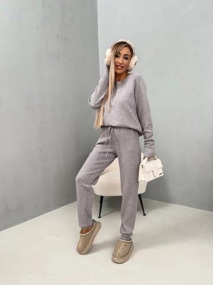 Damen Fleece-Lounge-Set Elastischer Bund Weich Grün