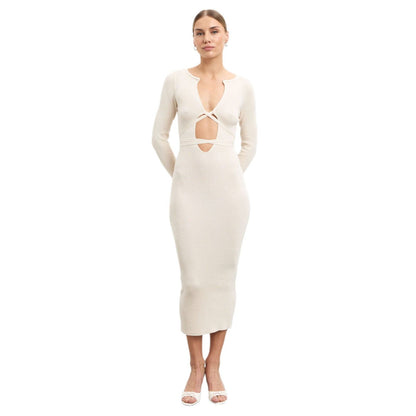 Damen Strickkleid Figurbetont Cut-Out-Design Eveloria