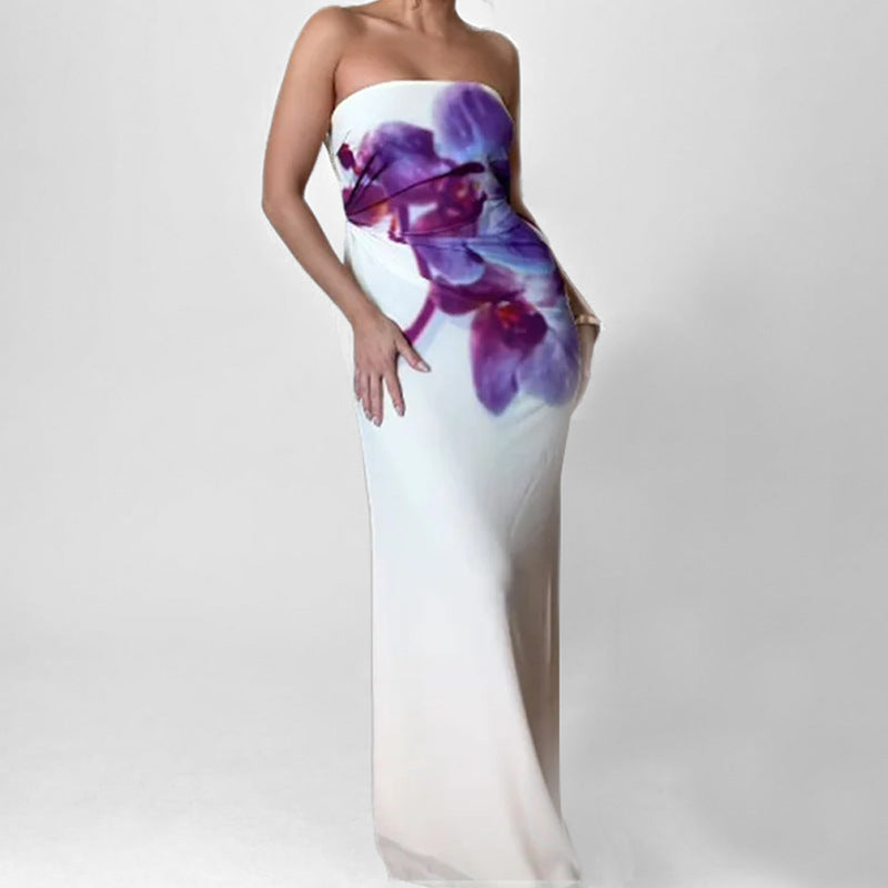 Damen Langärmliges Kleid Blumendesign Eveloria