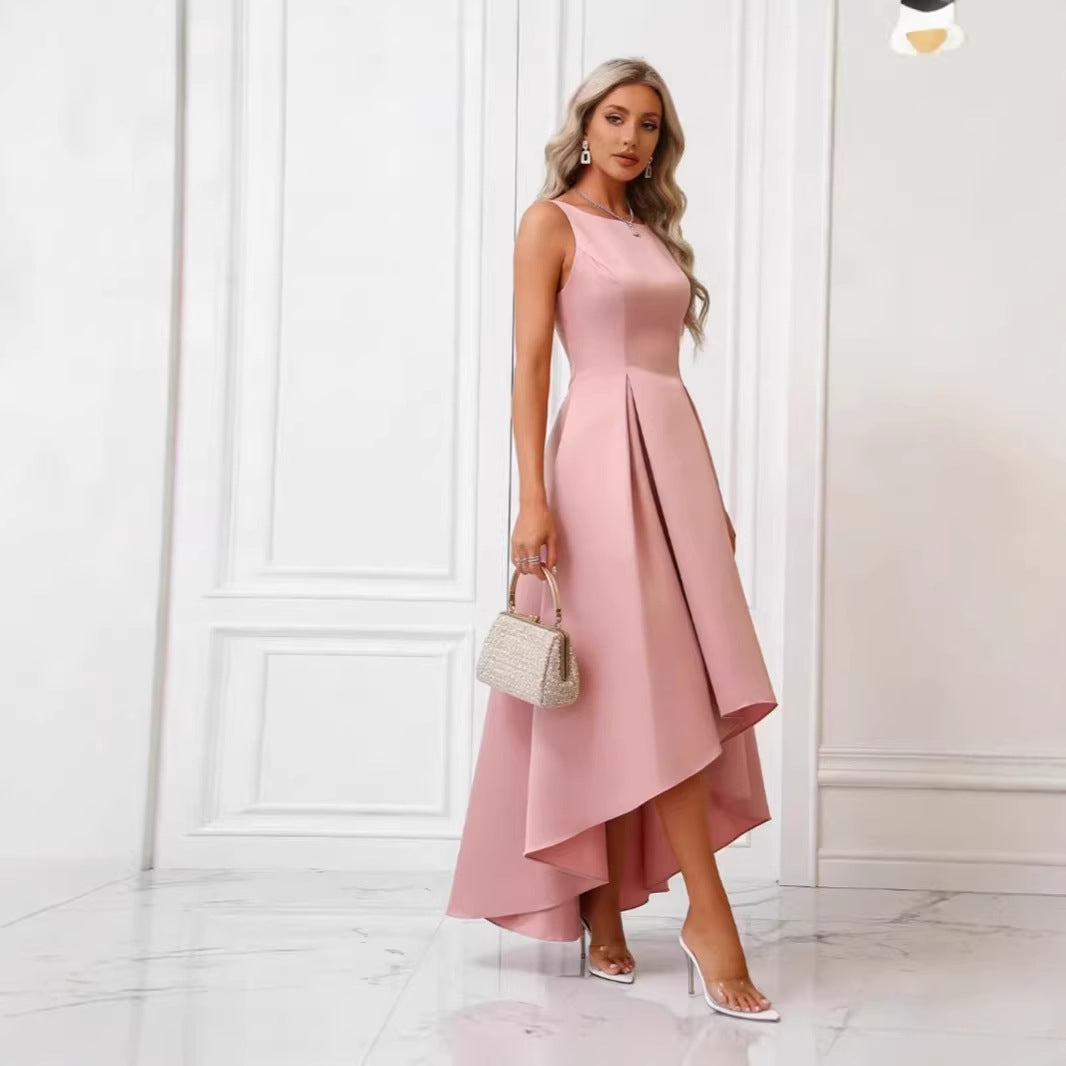 Damen Abendkleid Asymmetrischer Schnitt Raffinierte Falten Eveloria