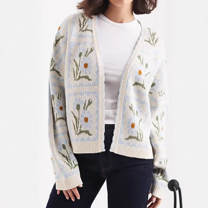 Damen Strickjacke Florales Design Elegantes Design Eveloria