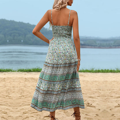 Damen Maxikleid Verstellbarer Taillenzug Mustermix Eveloria