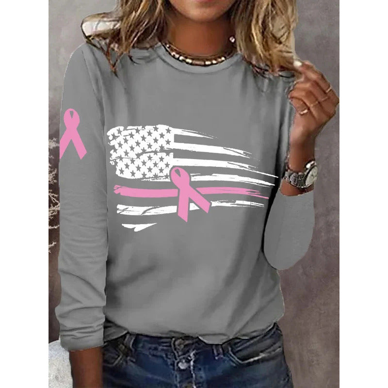 Damen T-Shirt Flaggen-Schleifen-Design Baumwolle Weiß