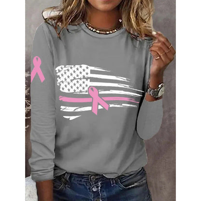 Damen T-Shirt Flaggen-Schleifen-Design Baumwolle Weiß