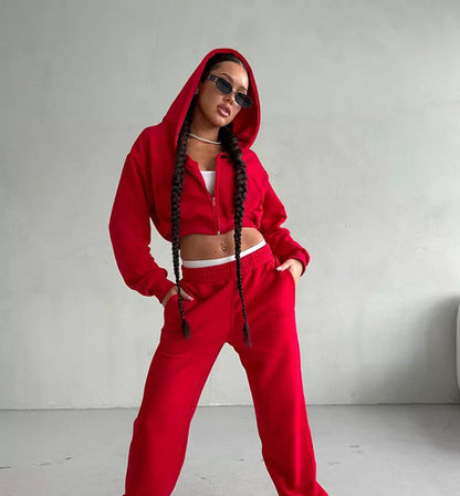 Damen Sportliche Hoodie Jogginghose Set Baumwolle