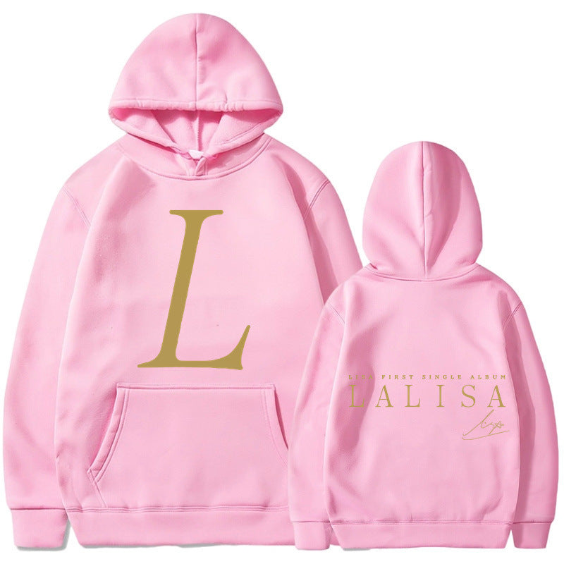 Damen Kapuzensweater mit Initialen-Print und Kängurutasche