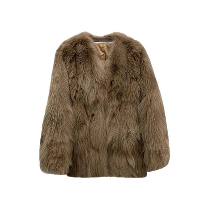 Damen Kunstpelzjacke Elegant Knopfdetails Eveloria