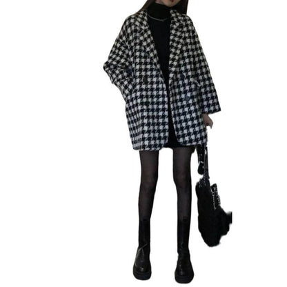 Damen Oversized Karomantel Doppelter Knopfleiste Eveloria