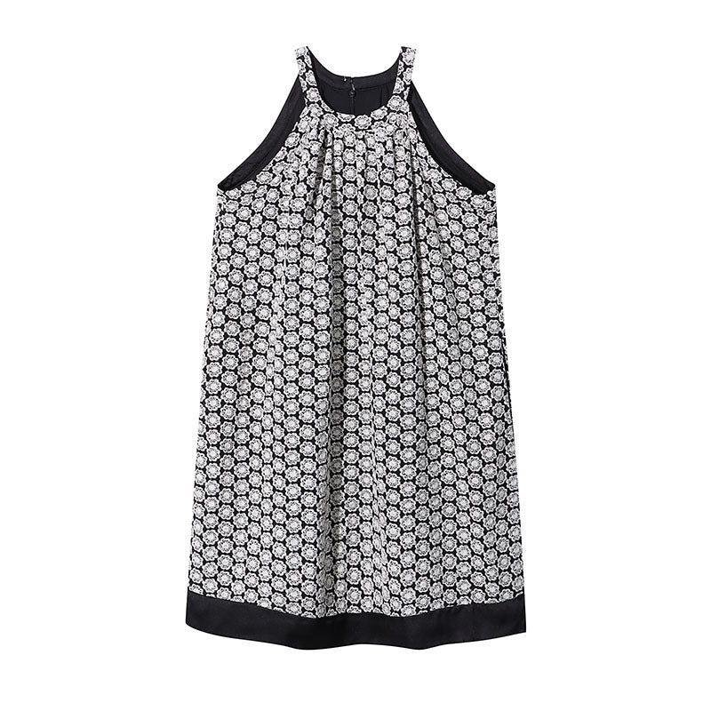 Damen Sommerkleid Verspielt Muster Hochhalsschneider