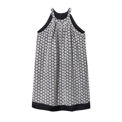 Damen Sommerkleid Verspielt Muster Hochhalsschneider