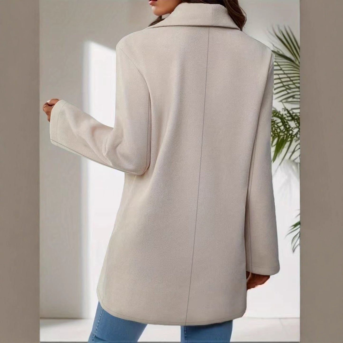 Damen Übergangsjacke mit Knopfverschluss und großem Revers