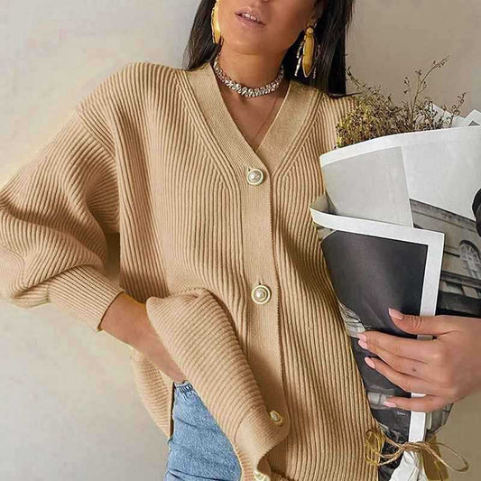 Damen Oversized Strickjacke Eveloria Großgemeinte Wolljacke - Eveloria