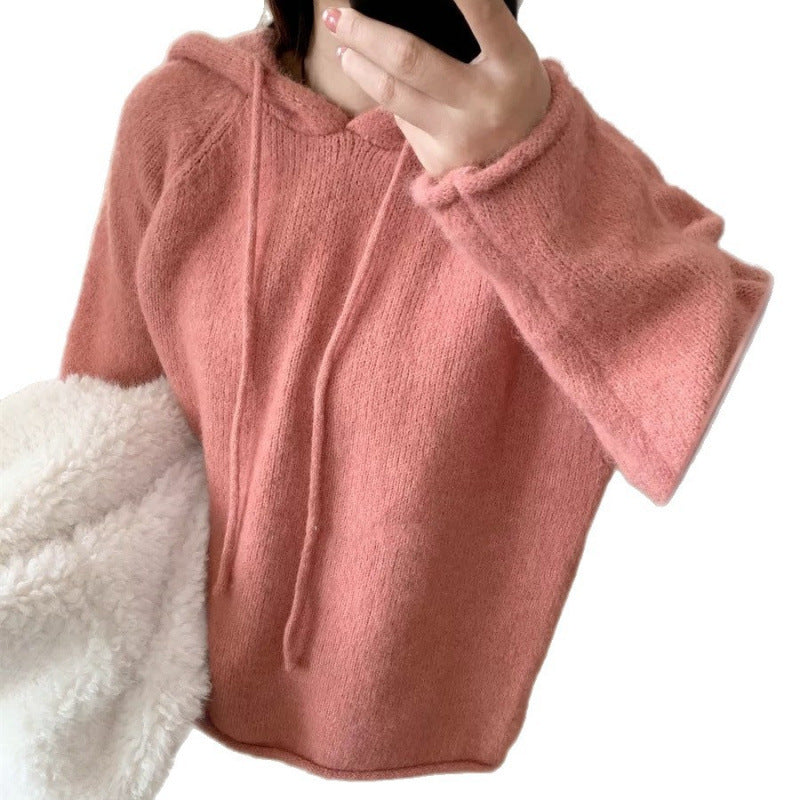 Damen Hoodie Weiches Fleece Kängurutasche Beige