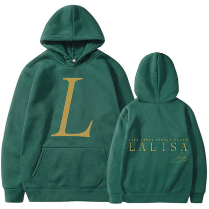 Damen Kapuzensweater mit Initialen-Print und Kängurutasche