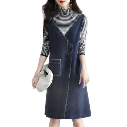 Damen Wickelkleid seitliche Knöpfe Eveloria