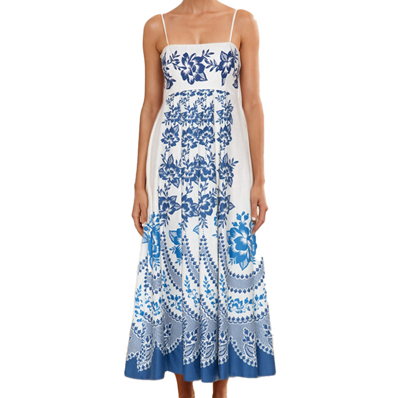 Damen Maxi-Kleid Florales Design Schwingender Rock Eveloria