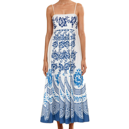 Damen Maxi-Kleid Florales Design Schwingender Rock Eveloria