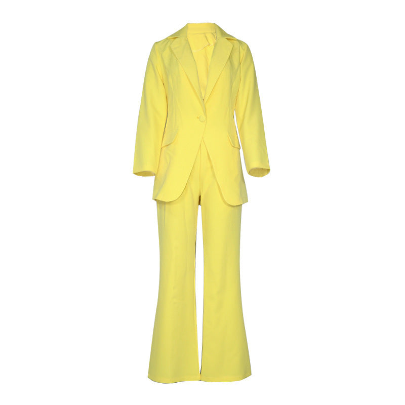 Damen Hosenanzug Taillierter Blazer Weite Hose Eveloria