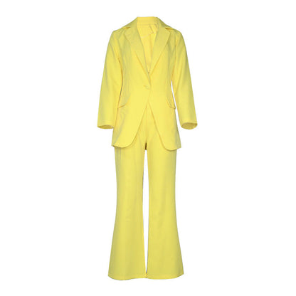 Damen Hosenanzug Taillierter Blazer Weite Hose Eveloria