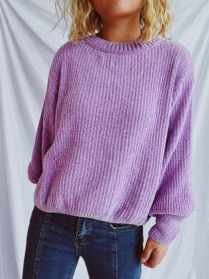 Damen Grobstrickpullover Weite Ärmel Strukturiert Beige