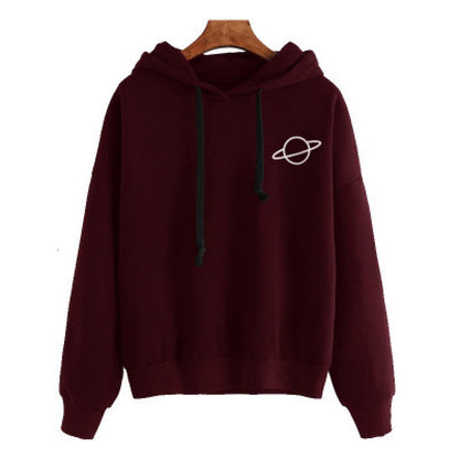 Damen Kapuzenpullover Kreatives Planetendesign Bequem