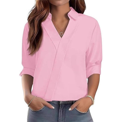 Damen Bluse V-Ausschnitt Strukturiertes Design Eveloria
